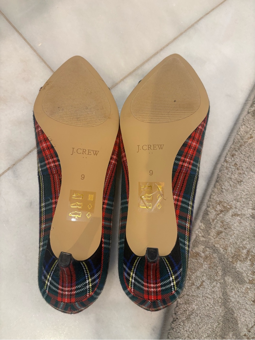 Jcrew Plaid Pointed-Toe Bow kitten heel- Red/Black - Picture 4 of 4